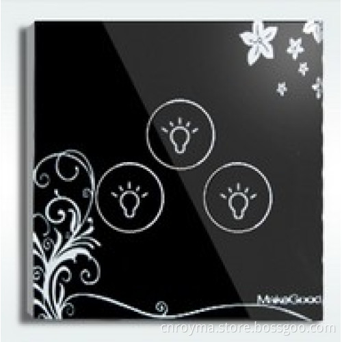 3 keys, UK style, 5% off, touch switch+wall switch, crystal